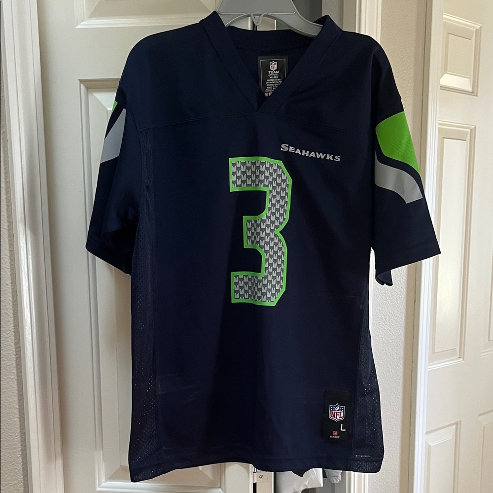 Kids Seahawks Navy and Lime Jersey